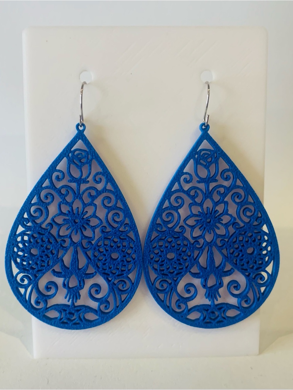 Blue Filigree Teardrop Earrings - Women's Fashion Accessories